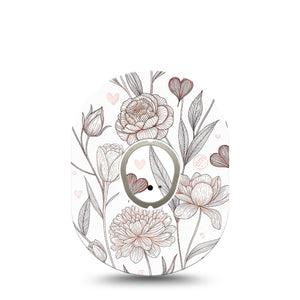 ExpressionMed Minimalist Botanical Dexcom G7 and Dexcom Stelo Glucose Biosensor System, Single Tape and Single Sticker Organic line art florals Overlay Patch for CGM