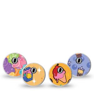 ExpressionMed Sugar Rush Variety Pack Freestyle Libre 3 Sticker, 4-Pack Sticker Variety Sugar Drinks and Treats, Decorative Decal CGM Design