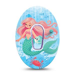 ExpressionMed Mermaid Dexcom G6 Tape Single Tape and Single Sticker Mythical Mermaid Story, Plaster Continuous Glucose Monitor Design
