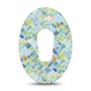 ExpressionMed Watercolor Geometrics Dexcom G6 Tape Single Greens Blues Tile Inspired Plaster CGM Design