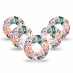 ExpressionMed Flower Clouds Freestyle Libre 3 Tape 5-Pack Tape Gauzy-Like Floral Petals, Adhesive Tape CGM Design