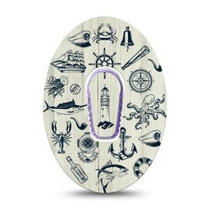 ExpressionMed Nautical Seas Dexcom G6 Sticker and Tape  Coastal Motifs, Vinyl Sticker and Tape Design CGM Design