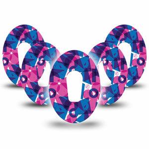 ExpressionMed Violet Vortex Dexcom G6 Tape 5-Pack Tape Retro-Inspired Mishmash Of Shapes, Plaster Continuous Glucose Monitor Design