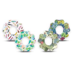 ExpressionMed Desert Succulent Variety Pack  Dexcom G7 Flower Shape Tape, Dexcom Stelo Glucose Biosensor System, 4-Pack Tape Variety Blue-Green Desert Cactus, Adhesive Tape CGM Design