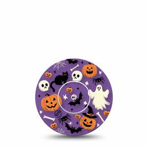 ExpressionMed Happy Halloween Freestyle Libre Sticker, Abbott Lingo, Single Sticker Only Bones Ghosts Pumpkins Items Vinyl Graphics Continuous Glucose Monitor Design