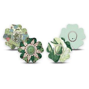 ExpressionMed Tropical Greens Dexcom G7 and Dexcom Stelo Glucose Biosensor System Flower, tape and sticker  tropical botanical pattern Fixing Ring Patch for CGM