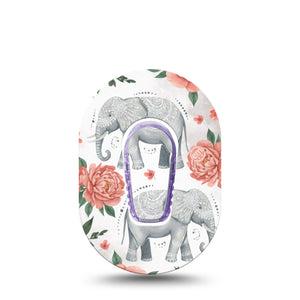 ExpressionMed Sweet Elephants Dexcom G6 Mini, Single Tape and Single Sticker baby elephant design Waterproof Adhesive Tape for CGM