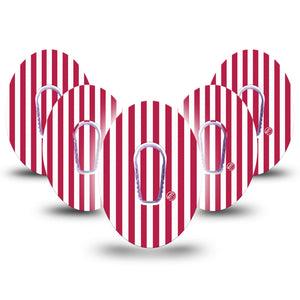 ExpressionMed Red Stripes Dexcom G6, 5-Pack Tape and 5-Pack Sticker Red stripes Decorative Decal for CGM
