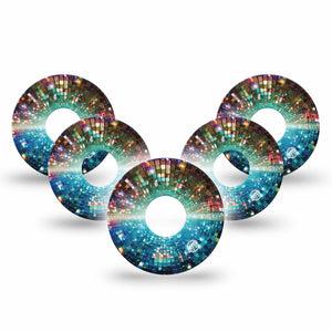ExpressionMed Disco Lights Freestyle Libre 3 and Libre 3 Plus, 5-Pack Graphic light pattern Sensor Decoration for CGM
