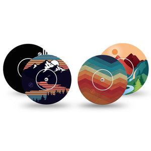 ExpressionMed Retro Alpine Trek Variety Pack Freestyle Libre and Libre 2 Plus Tape, Abbott Lingo, 4-Pack Tape and 4-Pack Stickers Variety Adventure Inspired, Fixing Ring Tape Continuous Glucose Monitor Design