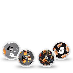 ExpressionMed Ghostly Giggles Variety Pack Freestyle Libre and Libre 2 Plus Sticker, Abbott Lingo, 4-pack Sticker Variety, Halloween Ghouls, Vinyl Graphics Continuous Glucose Monitor Design