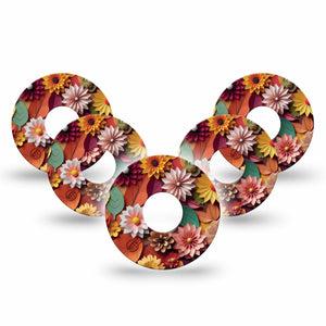 ExpressionMed 3D Floral Freestyle Libre 3 Tape 5-Pack Fall Inspired 3D Art Adhesive Tape CGM Design