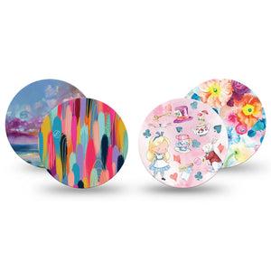 ExpressionMed Soft-Tone Freestyle Libre, Libre 2 Plus, and Abbott Lingo OverPatch, 4-Pack Tape muted floral pattern Fixing Ring Patch for Continuous Glucose Monitor