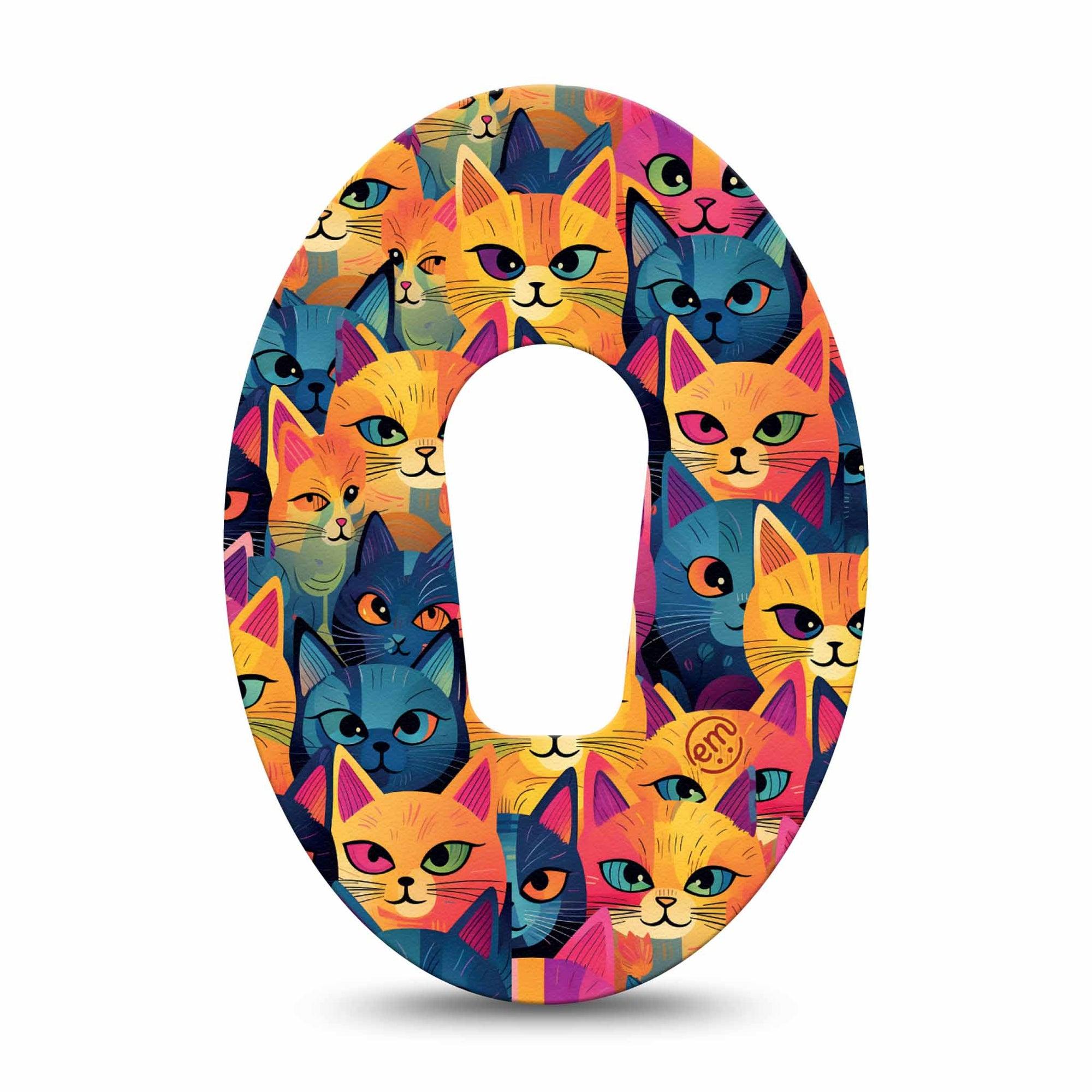 ExpressionMed Catorama Dexcom G6 Tape Single Tape Orange Blue Hue Kitties Plaster CGM Design