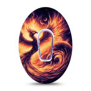 ExpressionMed Rising Phoenix Dexcom G6 Sticker and Tape,  Life Death Symbolism, Vinyl Sticker and Tape Design CGM Design