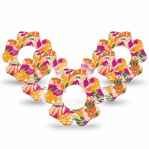 ExpressionMed Retro Brush Stroke Freestyle Libre 2 and Libre 2 Plus Flower Shape Tape, Abbott Lingo, 5-Pack Tape Vivid-Toned Painted Stroke, Plaster CGM Design