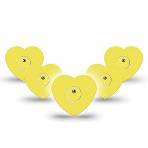 ExpressionMed Butter Yellow Freestyle Libre 3 and Libre 3 Plus Heart Shape Tape, 5-Pack Tape and 5-Pack Sticker Calming Yellow Tone, Patch CGM Design