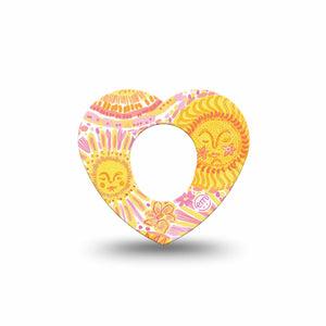 ExpressionMed Bright Sunshine Dexcom G7 and Dexcom Stelo Glucose Biosensor System Heart, Single Tape sunny yellow pattern Decorative Patch for CGM