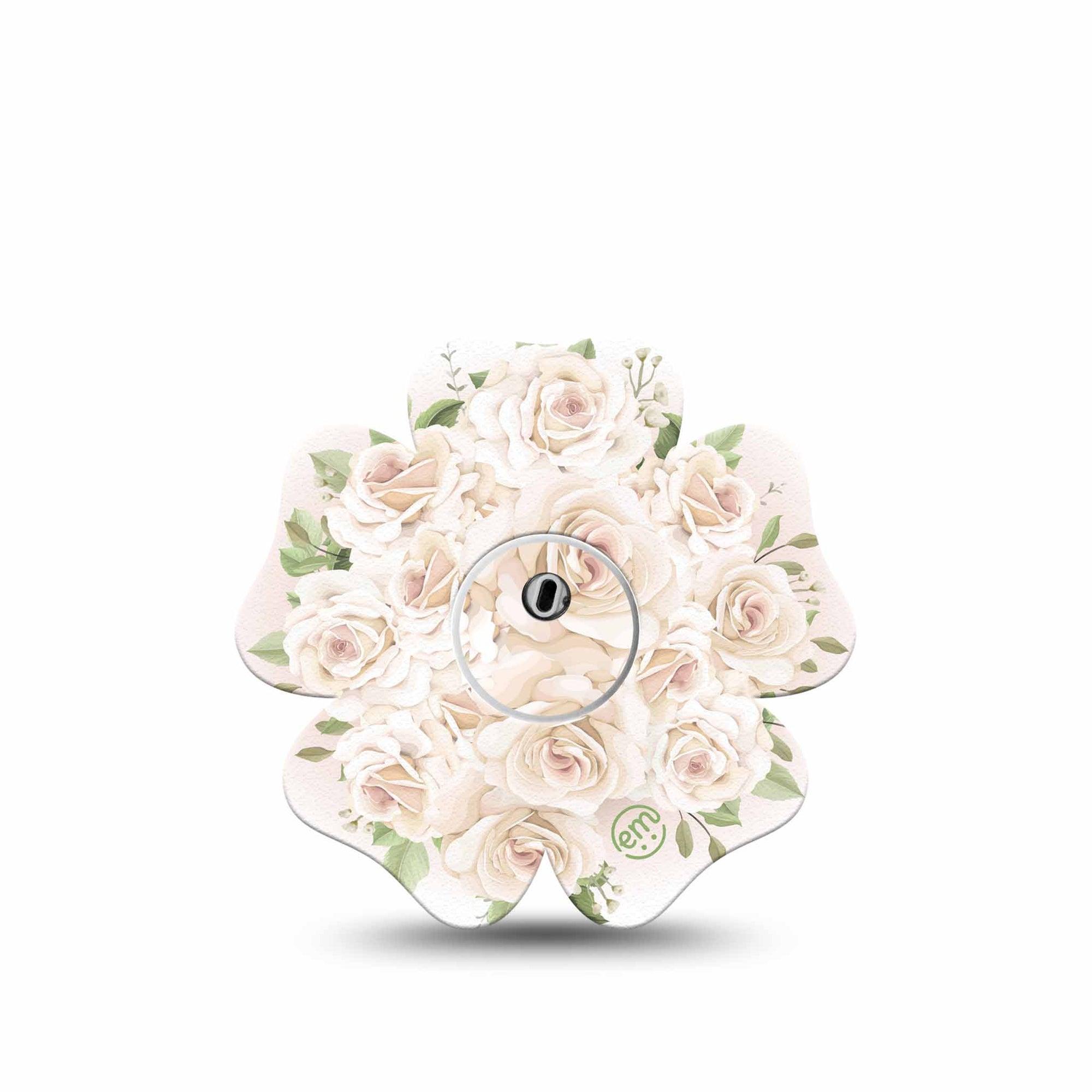 ExpressionMed Wedding Bouquet Freestyle Libre 3 and Libre 3 Plus Flower Shape Tape Single Tape and Single Sticker Classic Florals, Overlay Tape CGM Design