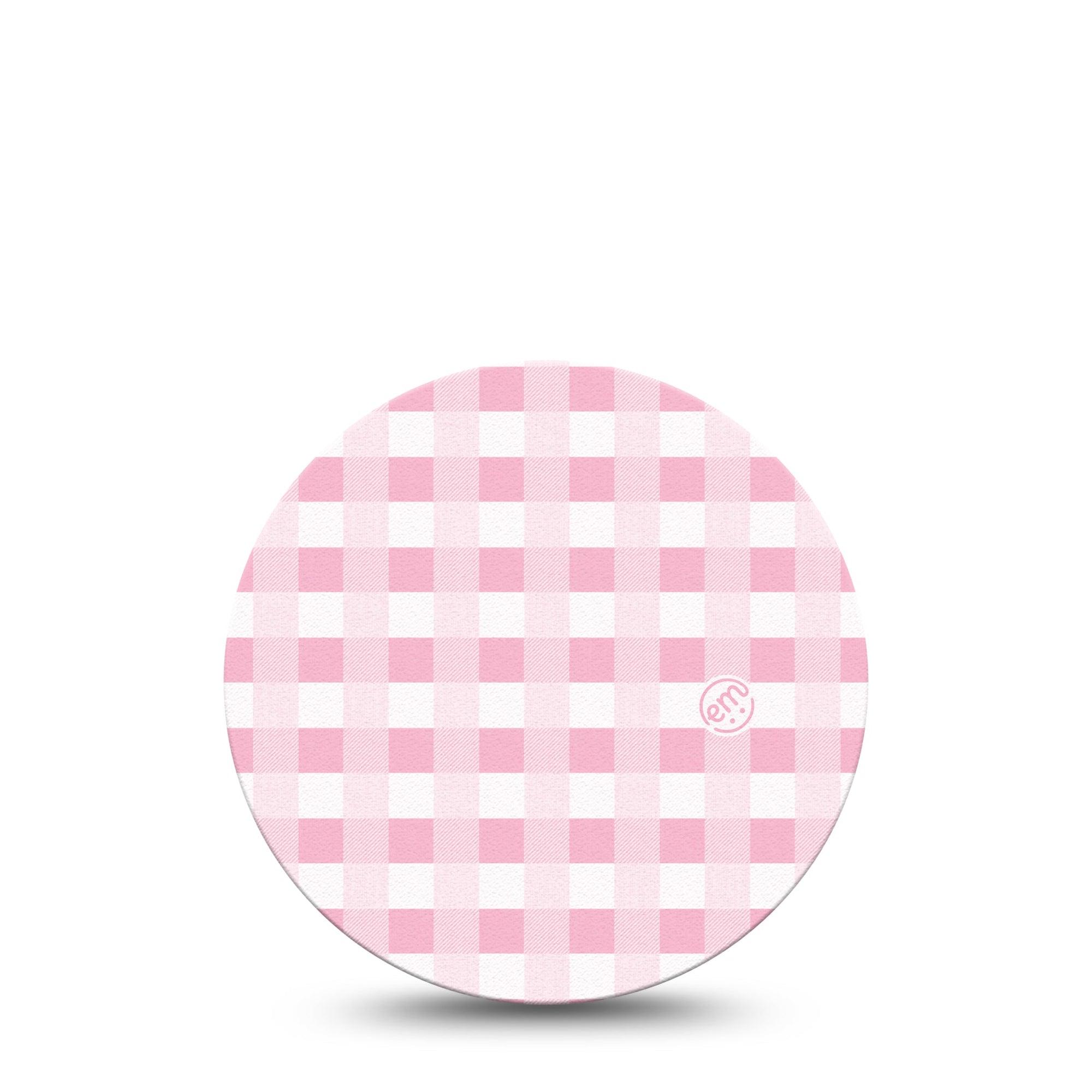 ExpressionMed Pink Gingham Dexcom 2 Overpatch, Single, Gingham Clothing Themed, CGM Adhesive Tape Design, Dexcom Stelo