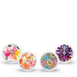 ExpressionMed Bold Bloom Freestyle Libre, Libre 2 Plus, and Abbott Lingo Sticker, 4-Pack Sticker Sunset tone florals Overlay Patch for Continuous Glucose Monitor