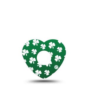 ExpressionMed Shamrock Freestyle Libre 3 and Libre 3 Plus Heart Shape Tape Single Tape Botanical Leaves, Patch CGM Design