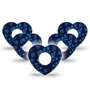 ExpressionMed Blue Drops Infusion Set Heart Shape Tape 10-Pack Tape Shades Of Blue Print, Adhesive Tape Continuous Glucose Monitor Design
