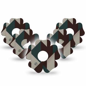ExpressionMed Timberline  Freestyle Libre 3 and Libre 3 Plus Flower, 5-Pack Woodsy color palette Sensor Cover for Continuous Glucose Monitor