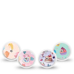 ExpressionMed Mad Hatter's Delight Variety Pack Freestyle Libre and Libre 2 Plus Sticker, Abbott Lingo, 4-Pack Sticker Variety Tea Party Cakes In Wonderland, Vinyl Graphics Continuous Glucose Monitor Design