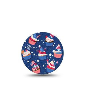 ExpressionMed Patriotic Cupcakes Freestyle Libre 3 Overpatch Single Unity Sweets Cupcakes Adhesive Patch CGM Design