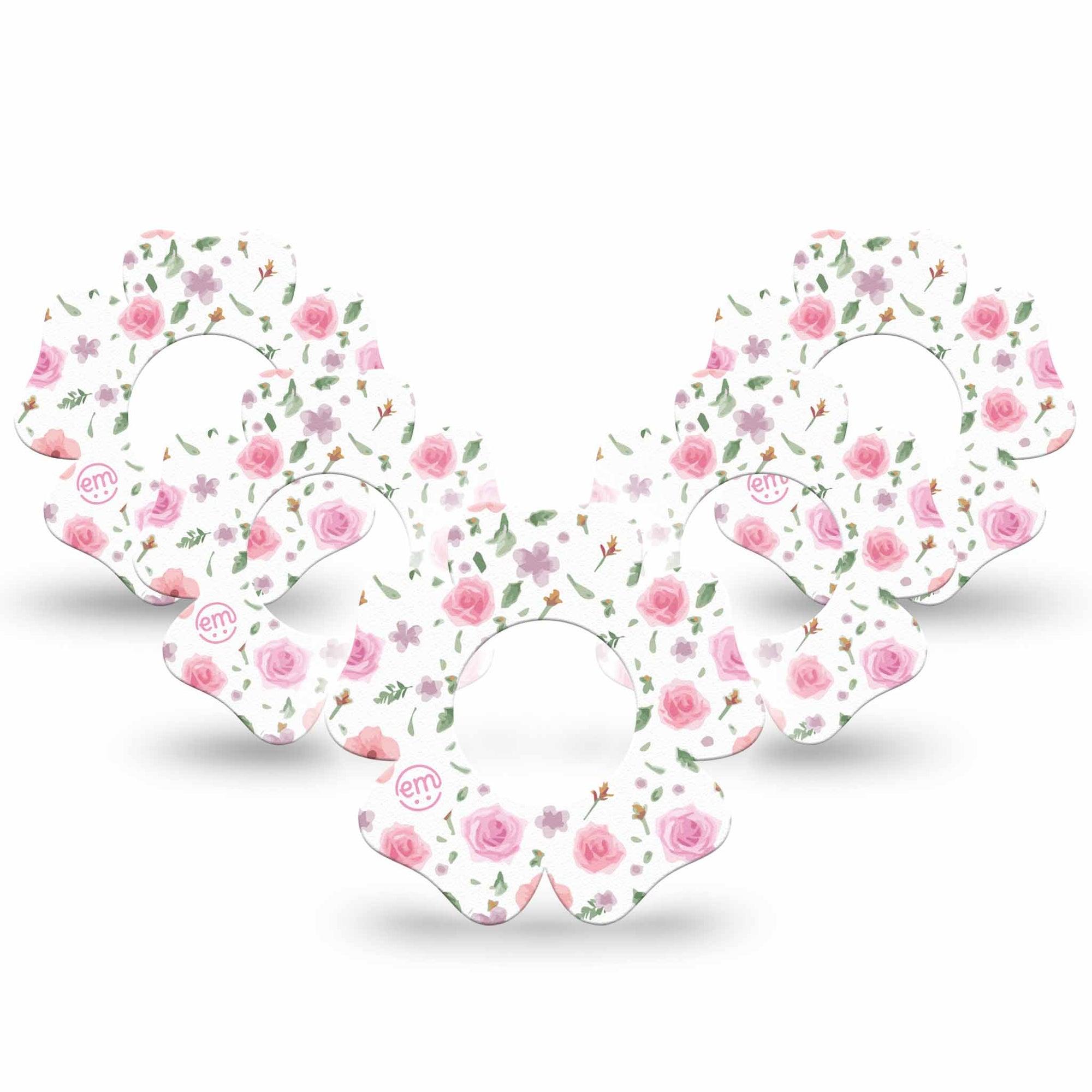 ExpressionMed Pastel Flower Freestyle Libre 2 and Libre 2 Plus Flower Shape Tape, Abbott Lingo,  5-Pack Tape Floral Pastels, Fixing Ring Tape CGM Design