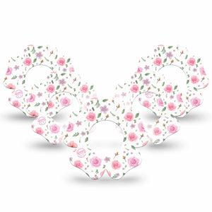 ExpressionMed Pastel Flower Freestyle Libre 2 and Libre 2 Plus Flower Shape Tape, Abbott Lingo,  5-Pack Tape Floral Pastels, Fixing Ring Tape CGM Design