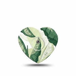 ExpressionMed Palm Leaf Freestyle Libre 3 and Libre 3 Plus Heart, Single Tape and Single Sticker Layered green foliage Patch for CGM