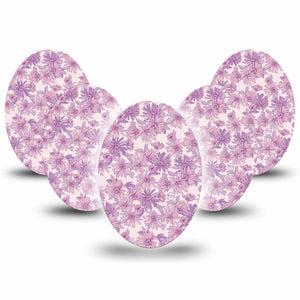 ExpressionMed Purple Daisy Medtronic Guardian Enlite Universal Oval, 5-Pack Tape Calming Purple Hues, Plaster CGM Design