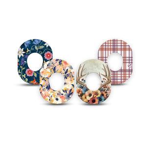 ExpressionMed Antlers & Autumn Variety Pack Dexcom G7 Mini Tape, Dexcom Stelo Glucose Biosensor System, 4-Pack Tape Variety, Florals Antlers, Patch Continuous Glucose Monitor Design