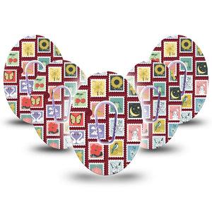 ExpressionMed Postage Stamp Dexcom G6, 5-Pack Tape and 5-Pack Sticker Adorable postage stamps Decorative Decal for CGM