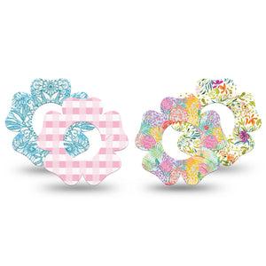 ExpressionMed Fresh Greenery Freestyle Libre, Libre 2 Plus, and Abbott Lingo Flower, 4-Pack Tape Pastel florals Overlay Patch for Continuous Glucose Monitor