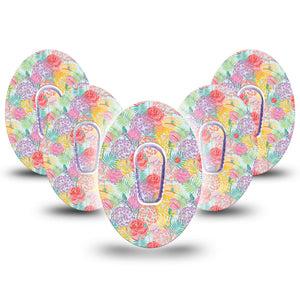 ExpressionMed Spring Flowers Dexcom G6, 5-Pack Tape and 5-Pack Sticker Pastel florals Decorative Decal for CGM