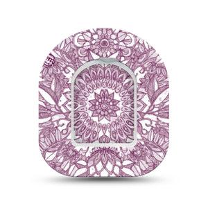 ExpressionMed Burgandy Floral Omnipod Surface Center Sticker and Mini Tape Shade Of Red Inspired Vinyl Sticker and Tape Design Pump Design