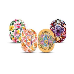 ExpressionMed Bold Bloom Dexcom G6 Mini, tape and sticker  Peachy bouquet Waterproof Adhesive Tape for CGM