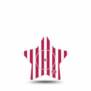 ExpressionMed Red Stripes Freestyle Libre, Libre 2 Plus, and Abbott Lingo Star, Single Tape and Single Sticker Fun summer stripes Patch for CGM