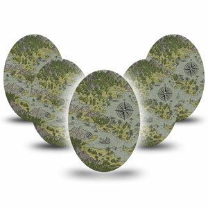 ExpressionMed Navigation Medtronic Guardian Enlite Universal Oval, 5-Pack Tape Explorer Themed, Plaster CGM Design