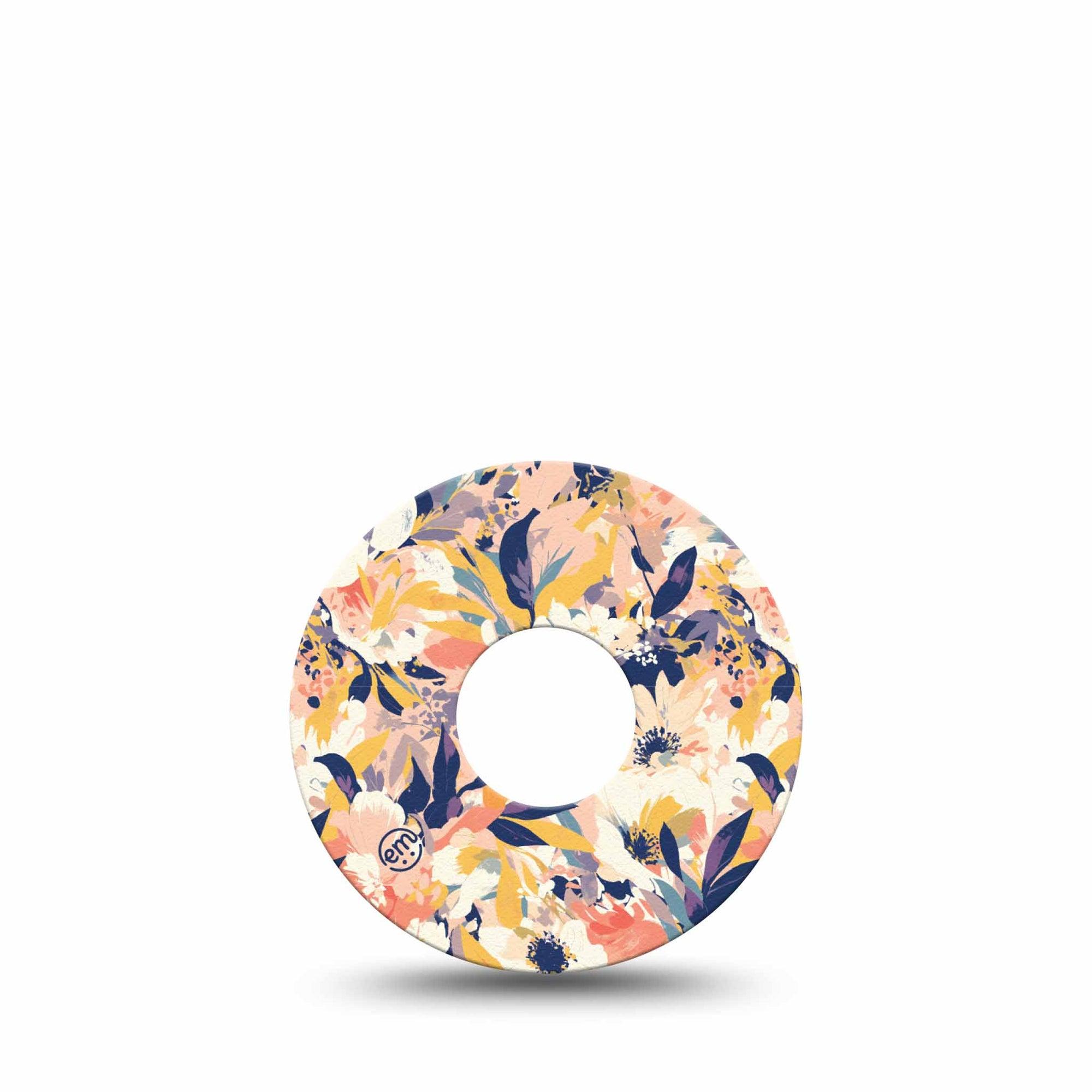 ExpressionMed Tinted Blooms Freestyle Libre 3 Tape Single Peachy Navy Toned Florals Adhesive Tape CGM Design