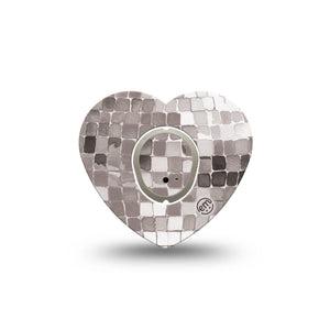 ExpressionMed Mirror Ball Dexcom G7 and Dexcom Stelo Glucose Biosensor System Heart, Single Tape and Single Sticker Light reflective inspired print Best Covers for CGM