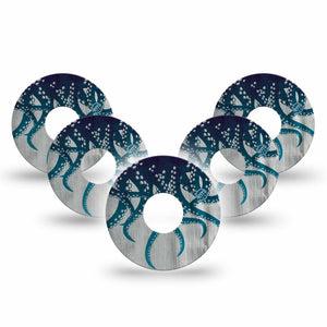 ExpressionMed Tentacles Freestyle Libre 3 and Libre 3 Plus Tape, 5-Pack Tape Aquatic Themed, Adhesive Tape Continuous Glucose Monitor Design