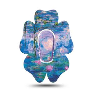 ExpressionMed Monet Water Lilies Dexcom G6 Flower Shape Tape Single Tape and Single Sticker Impressionist Painting, Adhesive Patch Continuous Glucose Monitor Design