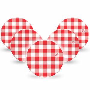 ExpressionMed Red Gingham Freestyle Libre, Libre 2 Plus, and Abbott Lingo OverPatch, 5-Pack Picnic plaid Best Covers for CGM