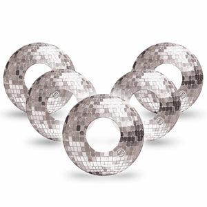 ExpressionMed Mirror Ball Freestyle Libre, Libre 2 Plus, and Abbott Lingo, 5-Pack Light reflective inspired print Decorative Patch for Continuous Glucose Monitor