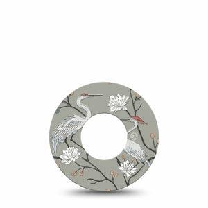 ExpressionMed Cranes Freestyle Libre, Libre 2 Plus, and Abbott Lingo, Single Tape Crane illustrtation Fixing Ring Patch for CGM