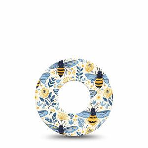 ExpressionMed Busy Bees Freestyle Libre, Libre 2 Plus, and Abbott Lingo, Single Tape Delicate bees flowers Fixing Ring Patch for CGM